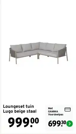 GAMMA Loungeset tuin Lugo beige staal aanbieding