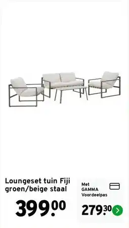 GAMMA Loungeset tuin Fiji groen/beige staal aanbieding