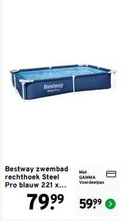 GAMMA Bestway zwembad rechthoek Steel Pro blauw 221 x 150 x 43 cm aanbieding