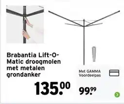 GAMMA Brabantia Lift-O- Matic droogmolen met metalen grondanker aanbieding