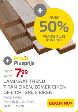 Praxis Laminaat Trend Titan Eiken, Zomer Eiken of Lichtgrijs Eiken aanbieding
