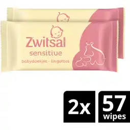 Jumbo Zwitsal Billendoekjes Voordeelverpakking Sensitive 2 x 57 = 114 stuks aanbieding