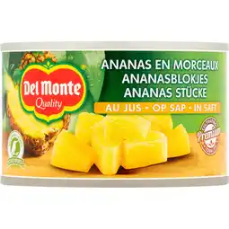 Jumbo Del Monte Ananasblokjes op Sap 230 g aanbieding