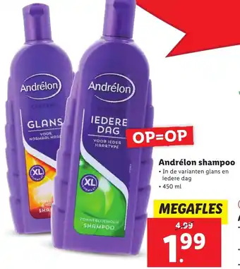 Lidl Andrelon shampoo 450ml aanbieding