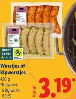 Lidl Worstjes of kipworstjes aanbieding