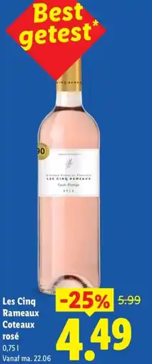 Lidl Les Cinq Rameaux Coteaux rosé aanbieding