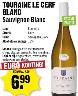 Dirck 3 Touraine Le Cerf Blanc Sauvignon Blanc aanbieding