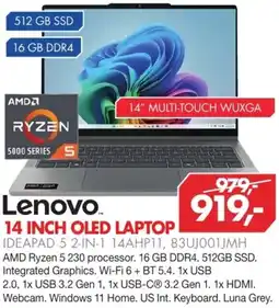 Vobis Lenovo 14 INCH OLED LAPTOP IDEAPAD 5 2-IN-1 14AHP11, 83UJ001JMH aanbieding
