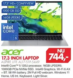 Vobis Acer 17,3 INCH LAPTOP ASPIRE LITE AL17-51P-5449 aanbieding