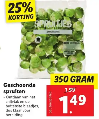 Lidl Geschoonde spruiten 350g aanbieding