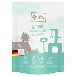 Zooplus 6x 300g MjAMjAM Squeeze goede kalkoen op gestoomde pompoen kattenvoer nat aanbieding