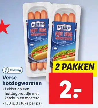 Lidl Verse hotdogworsten 150g aanbieding