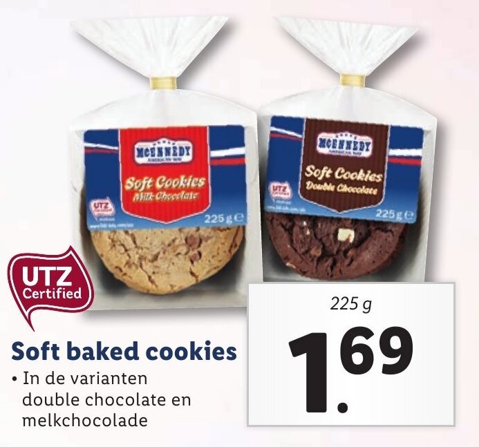 Soft baked cookies 225g aanbieding bij Lidl