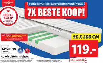 Lidl Koudschuimmatras 90x200cm aanbieding