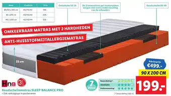 Lidl Koudschuimmatras Sleep Balance Pro 90x200cm aanbieding