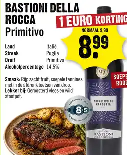 Dirck 3 Bastioni Della Rocca Primitivo di Manduria 75 cl aanbieding
