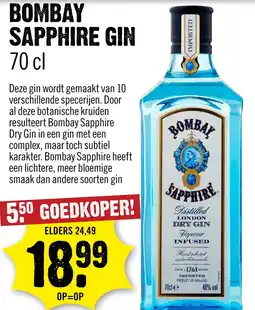 Dirck 3 Bombay Sapphire London Dry Gin 70 cl aanbieding