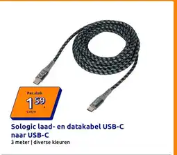 Action Sologic laad- en datakabel USB-C naar USB-C aanbieding