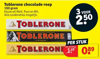 Kruidvat Toblerone chocolade reep 100g aanbieding