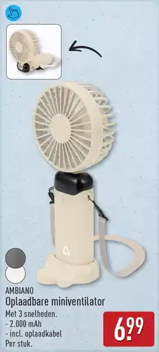ALDI Ambiano oplaadbare miniventilator aanbieding