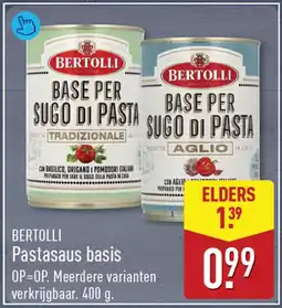 ALDI Bertolli pastasaus basis aanbieding