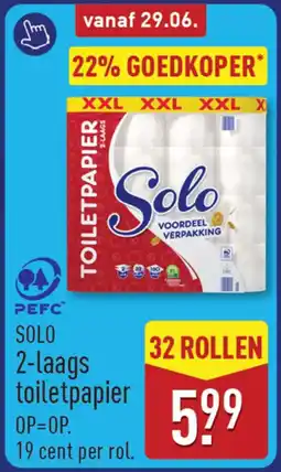ALDI Solo 2-laags toiletpapier aanbieding