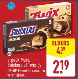 ALDI 5-pack Mars, Snickers of Twix-ijs aanbieding