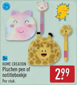 ALDI Home creation pluchen pen of notitieboekje aanbieding