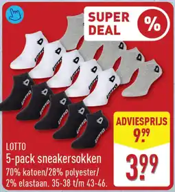ALDI Lotto 5-pack sneakersokken aanbieding