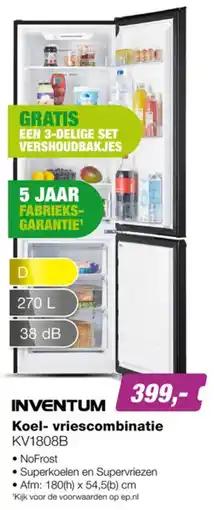 EP Inventum Koel-vriescombinatie KV1808B aanbieding
