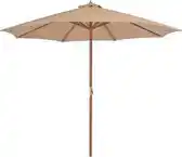Bol.com vidaXL - Parasol - met - houten - paal - 300 - cm - taupe aanbieding