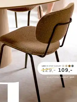 Xooon Lexi, eetkamerstoel - steelbrown - stof Cloudy - beige aanbieding