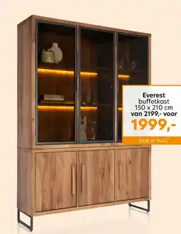 Happy@Home Everest, buffet 150 cm - 3-deuren + 3-glasdeuren (+ LED) aanbieding