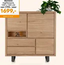 Happy@Home Bonaire, highboard 140 cm - 3-deuren + 2-laden + 1-niche (+ LED) aanbieding