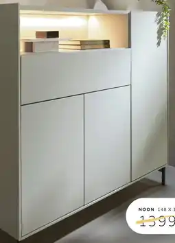 Xooon Noon, dressette 148 cm - 3-deuren + 1-lade + 1-niche (+ LED) - geheel silk grey aanbieding