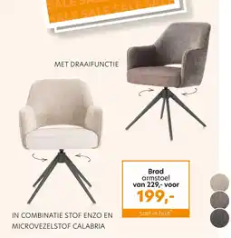 Happy@Home Brad, armstoel - draaibaar - metalen graphiet frame - combi Enzo / Calabria - Lava aanbieding