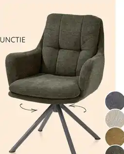 Happy@Home Madelaine, armstoel - draaibaar - graphiet frame - stof Vada - beige aanbieding