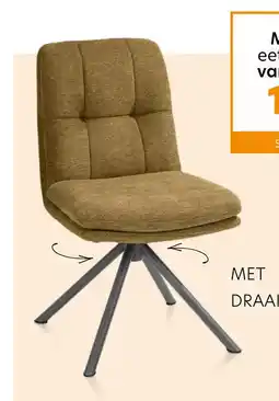 Happy@Home Madelaine, stoel - draaibaar - graphiet frame - stof Vada - mosgroen aanbieding