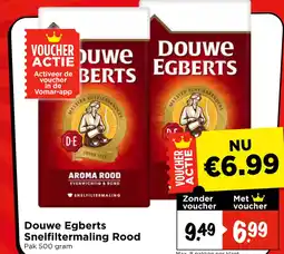 Vomar Voordeelmarkt Douwe Egberts Snelfiltermaling Rood aanbieding