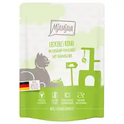 Zooplus 6x 300g MjAMjAM Squeeze Heerlijk Rundvlees op Gestoomde Pompoen Kattenvoer Nat aanbieding