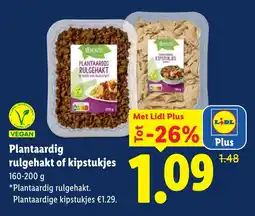 Lidl Plantaardig rulgehakt of kipstukjes aanbieding