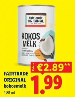 Lidl Fairtrade original kokosmelk aanbieding