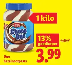 Lidl Duo hazelnootpasta aanbieding