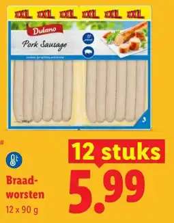 Lidl Dulano braadworsten aanbieding