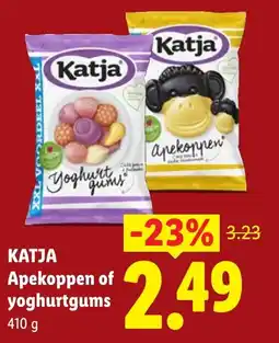 Lidl Katja apekoppen of yoghurtgums aanbieding