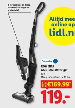 Lidl Rowenta accu-steelstofzuiger aanbieding