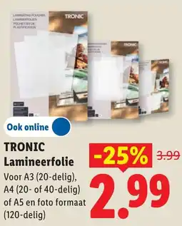 Lidl Tronic lamineerfolie aanbieding