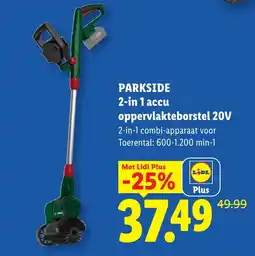 Lidl Parkside 2 in 1 accu oppervlakteborstel 20v aanbieding