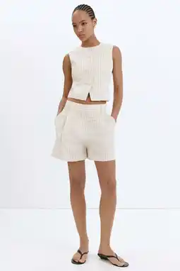 Wehkamp Mango regular fit gestreepte chino short - ecru aanbieding