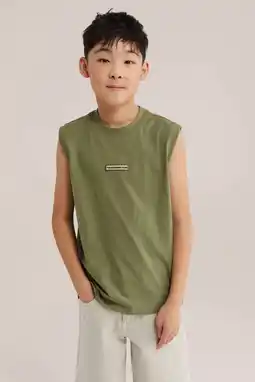 Wehkamp WE Fashion tanktop met backprint olijfgroen aanbieding